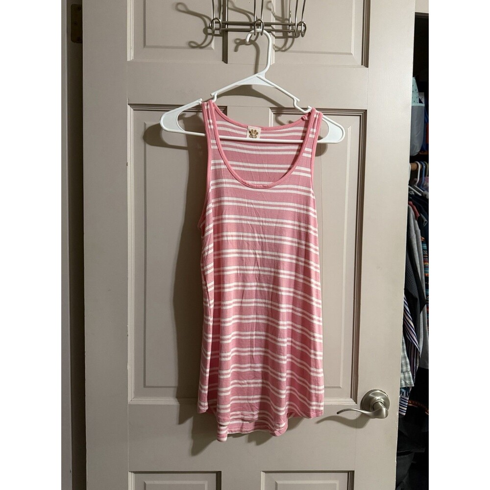 Women’s Pink Foot Striped Tank Top Pink And White Size Small